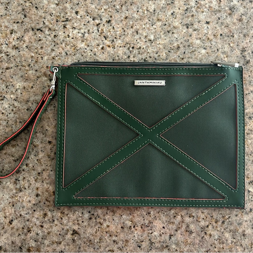 KLM Airlines Jantaminiau Haute Couture Army Green Amenities Wristlet